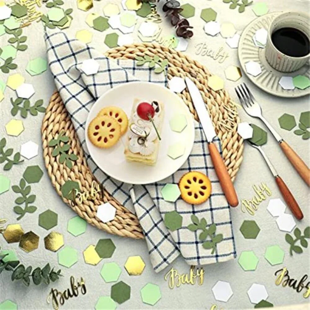 Baby Shower Confetti 220pcs Greenery Eucalyptus Gold Table Decorations Party